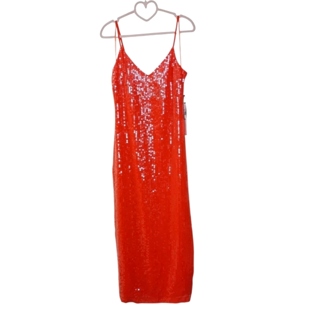 NWT 1. STATE Women's Sequin Sleeveless Midi Slip Dress In Summer Fig Size 8 $139 - Picture 4 of 12